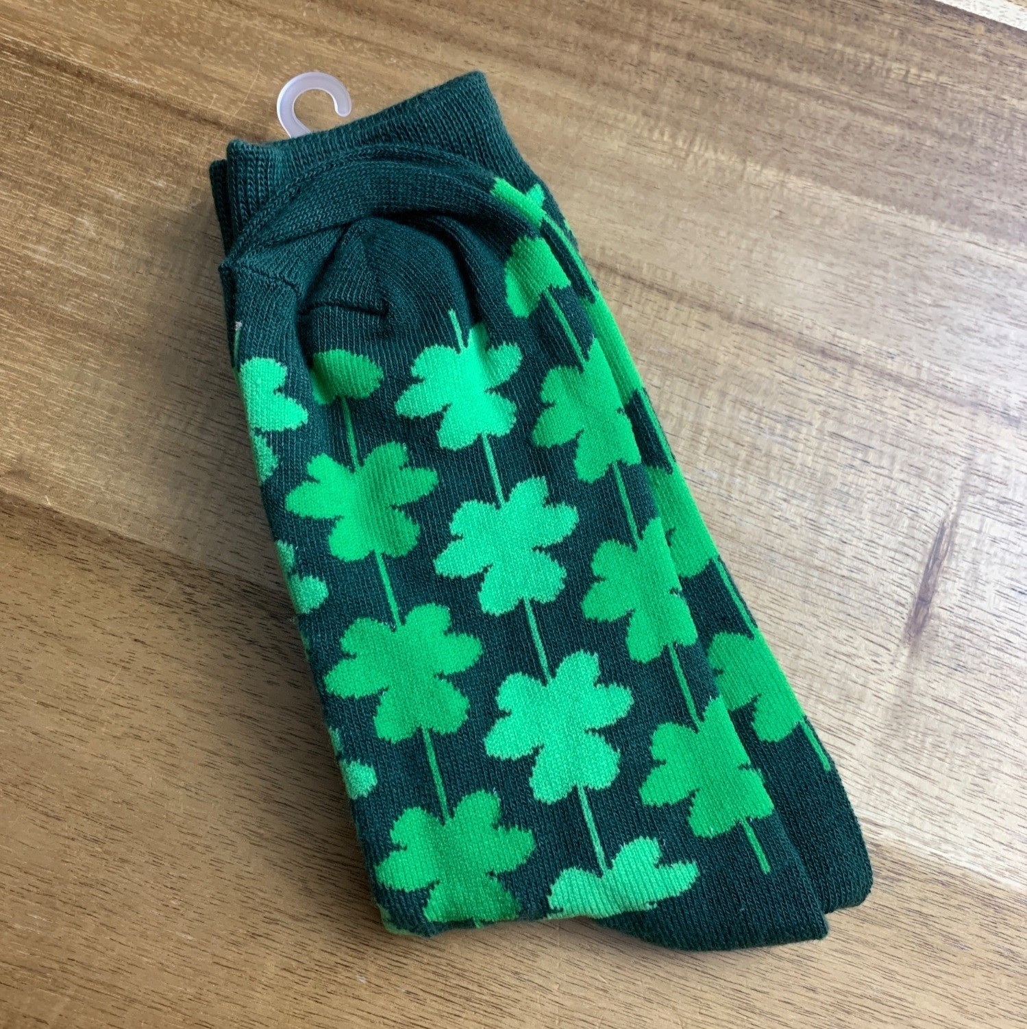 Green Shamrock Crew Socks Shoe Sizes 4-10 St. Patricks Day Theme Polyester Blend