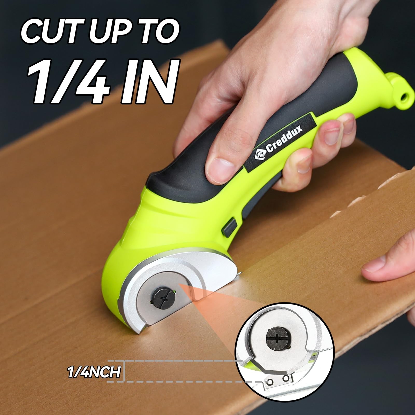 Creddux Cordless Electric Scissors, 4.2V Cardboard Cutter Tool for Green
