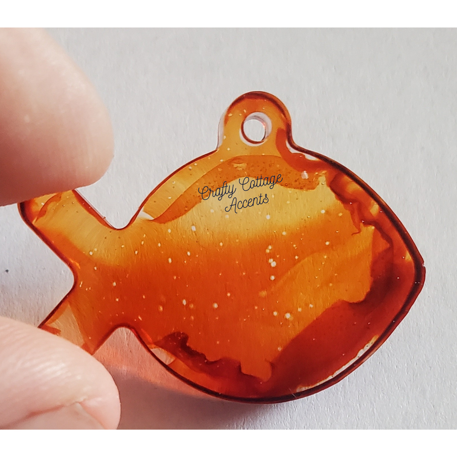 Handmade Resin Pet Tag Collar Charm Orange Goldfish Cute Cat Dog Accessory Gift