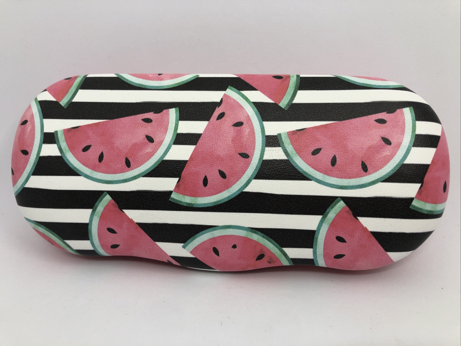 NEW Multicolored Striped Watermelon Adult Hard Metal Clamshell Eyeglasses Case