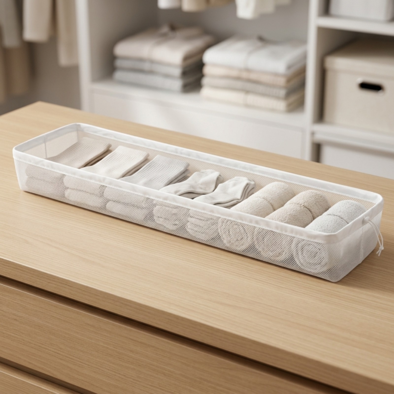 Rectangular Mesh Organizer White Organizer Container Easy to Clean
