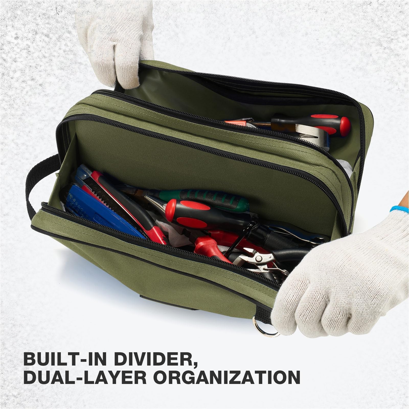 HISEA Small Tool Bag, 12 Inch Tool Pouch with 2 Compartments | with Adjustabl...