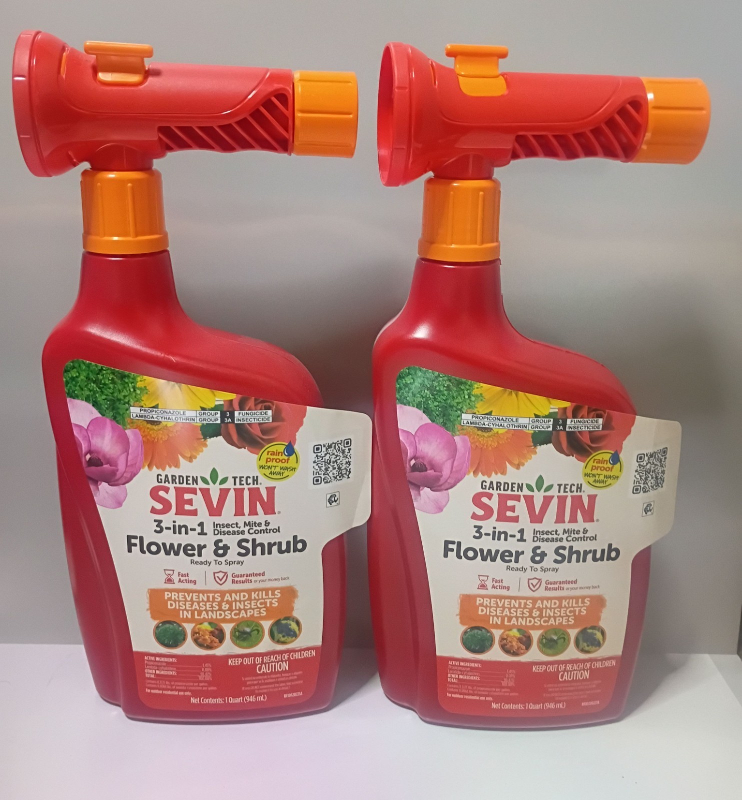 Sevin 3 in 1 Insects Mite Disease Control for Flower & Shrub Spray 32 oz LOT 2X