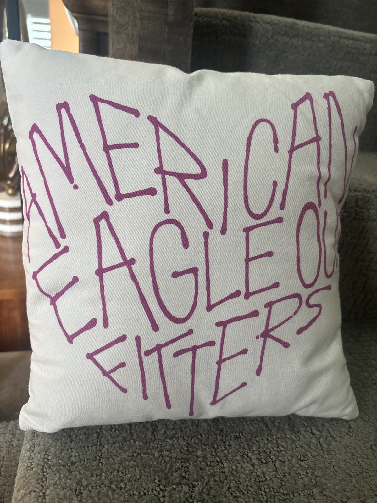 NEW  AMERICAN EAGLE OUTFITTERS logo Decorative PILLOW White/PINK  12" SQUARE