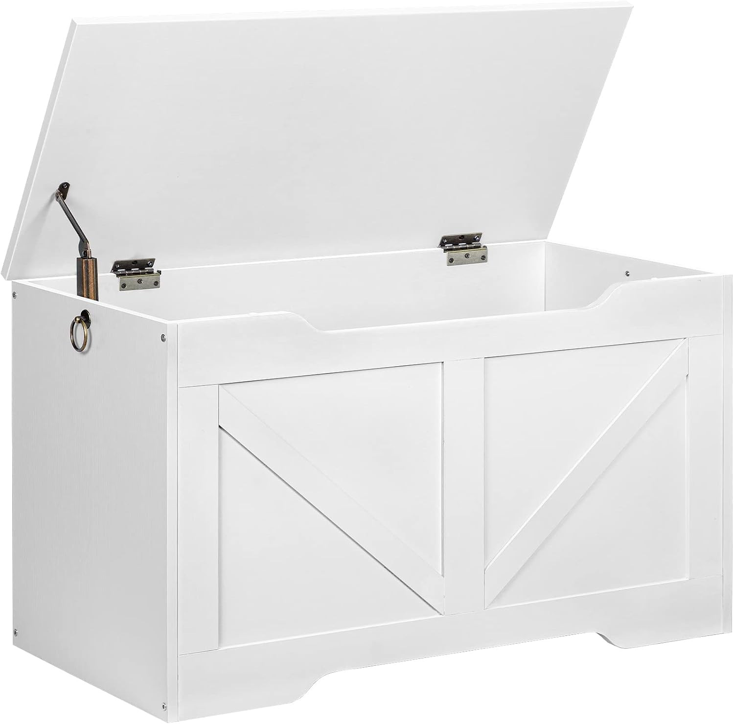 Retro Wooden Storage Bench with Safety Hinge - Easy Assembly Toy Organizer