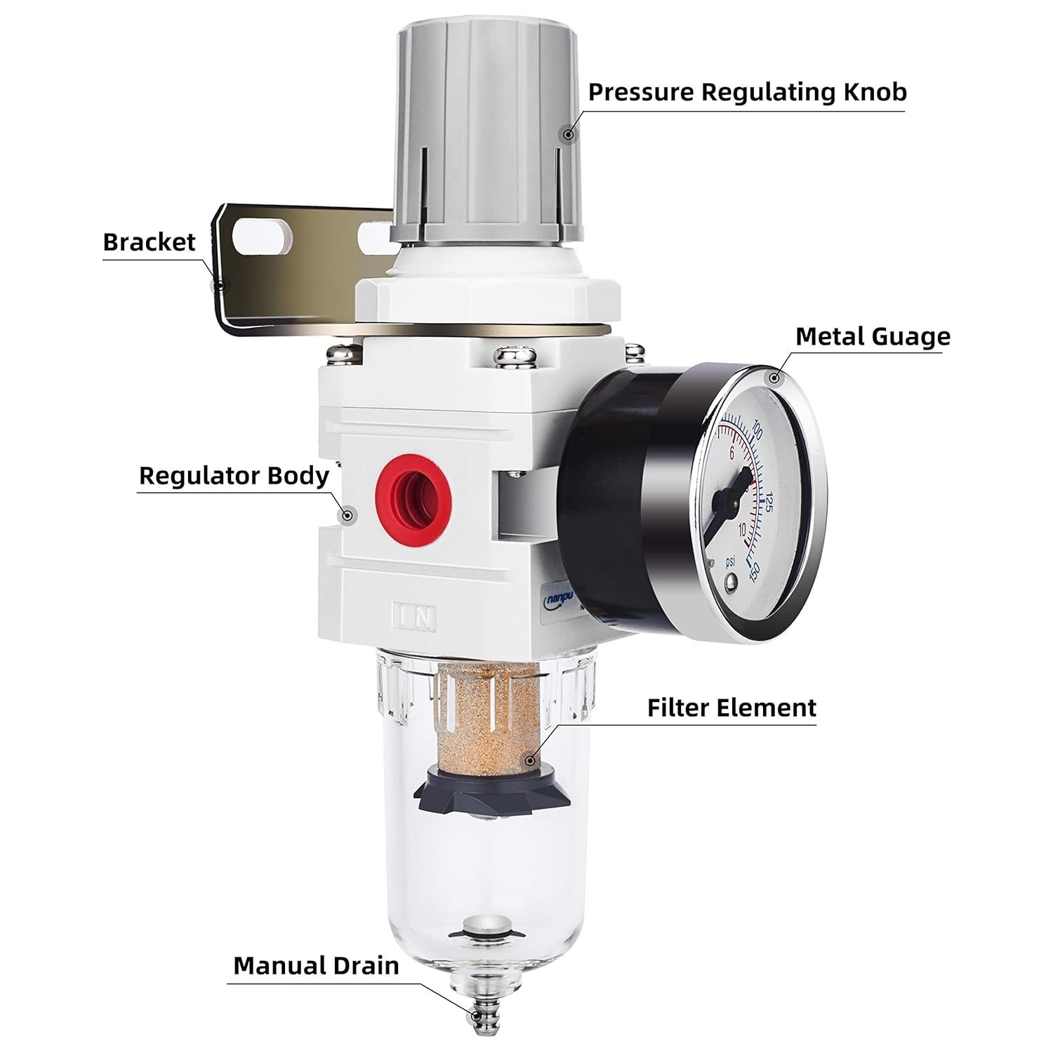 Professional Air Filter Regulator Combo - 5 Micron Performance & Semi-Auto Drain
