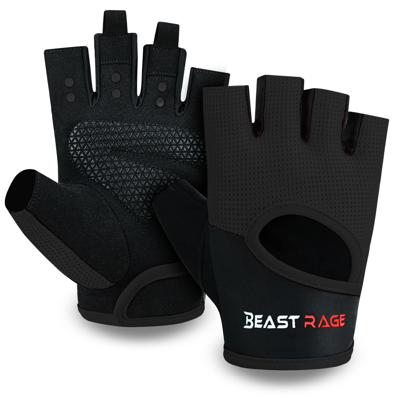 BEAST RAGE Workout Gloves for Men Gym Gloves for Weightlifting Women Fingerle...