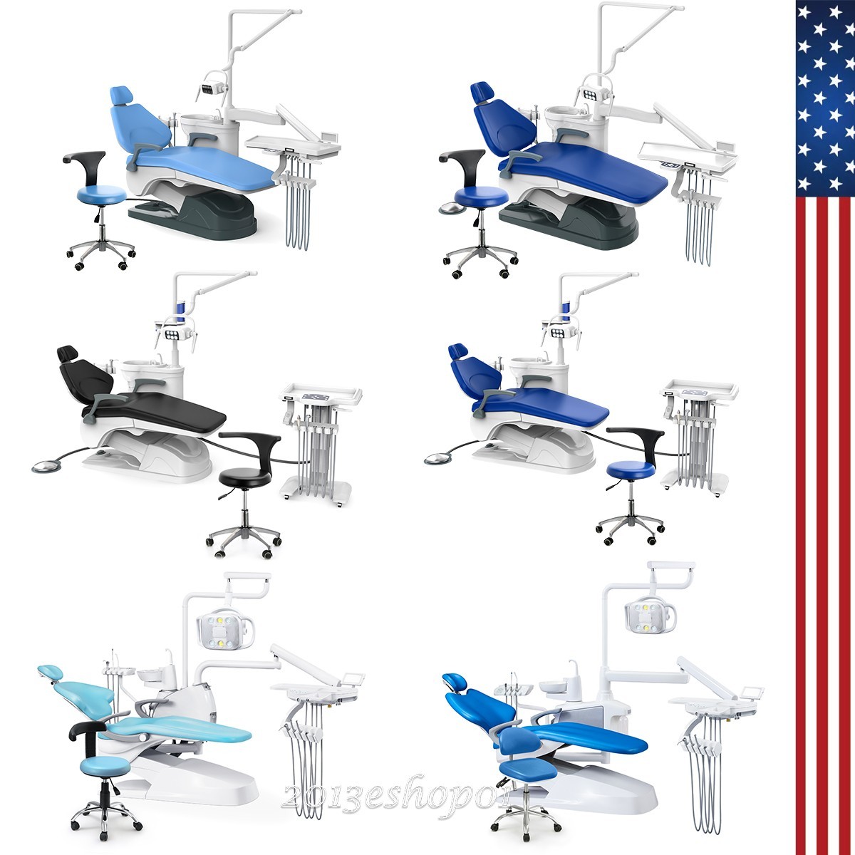 FDA Dental Unit Chair Computer Controlled DC Motor PU Hard Leather+Doctor Stool