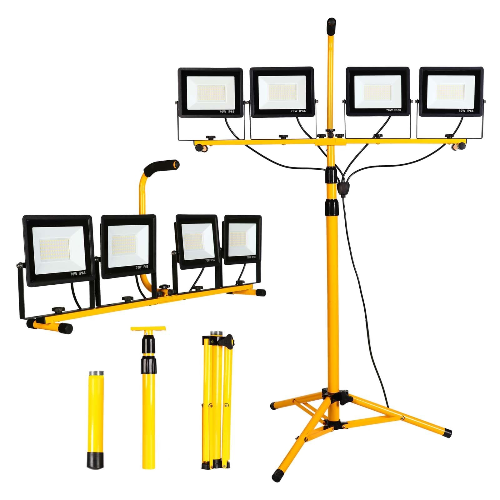 40000Lumen LED Work Lights with Stand - 4 Head Adjustable with Individual