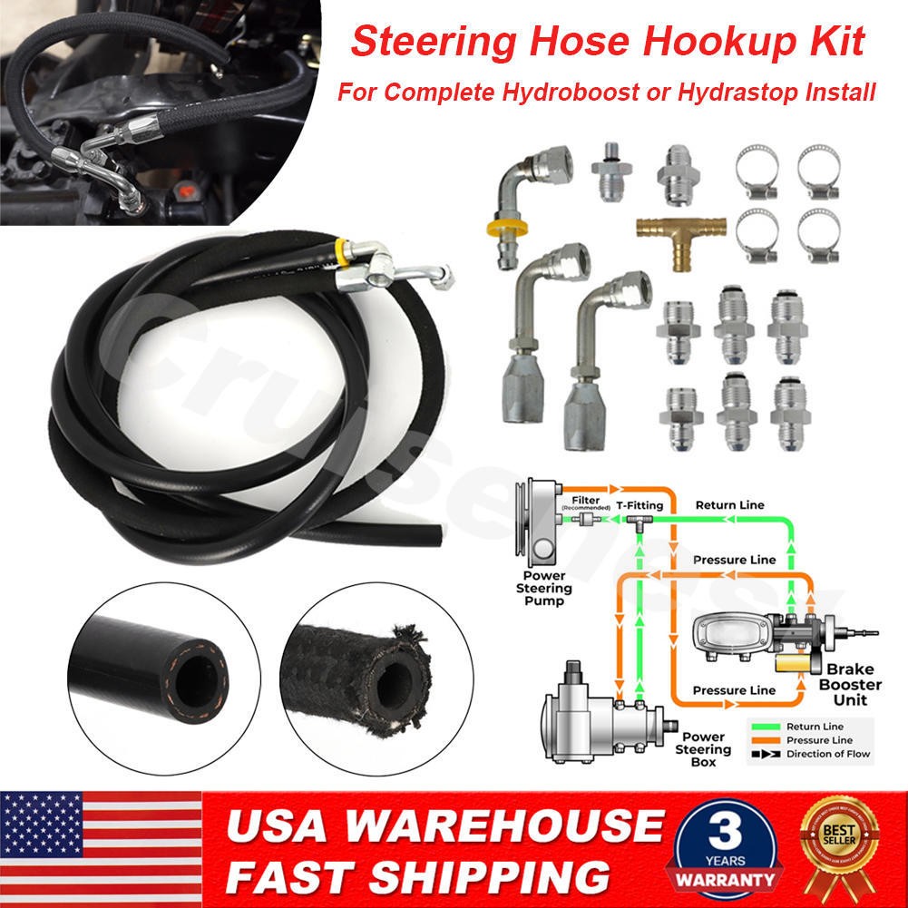 Car Truck Steering Hose Hookup Kit & Fittings for Hydroboost Power Brake Booster