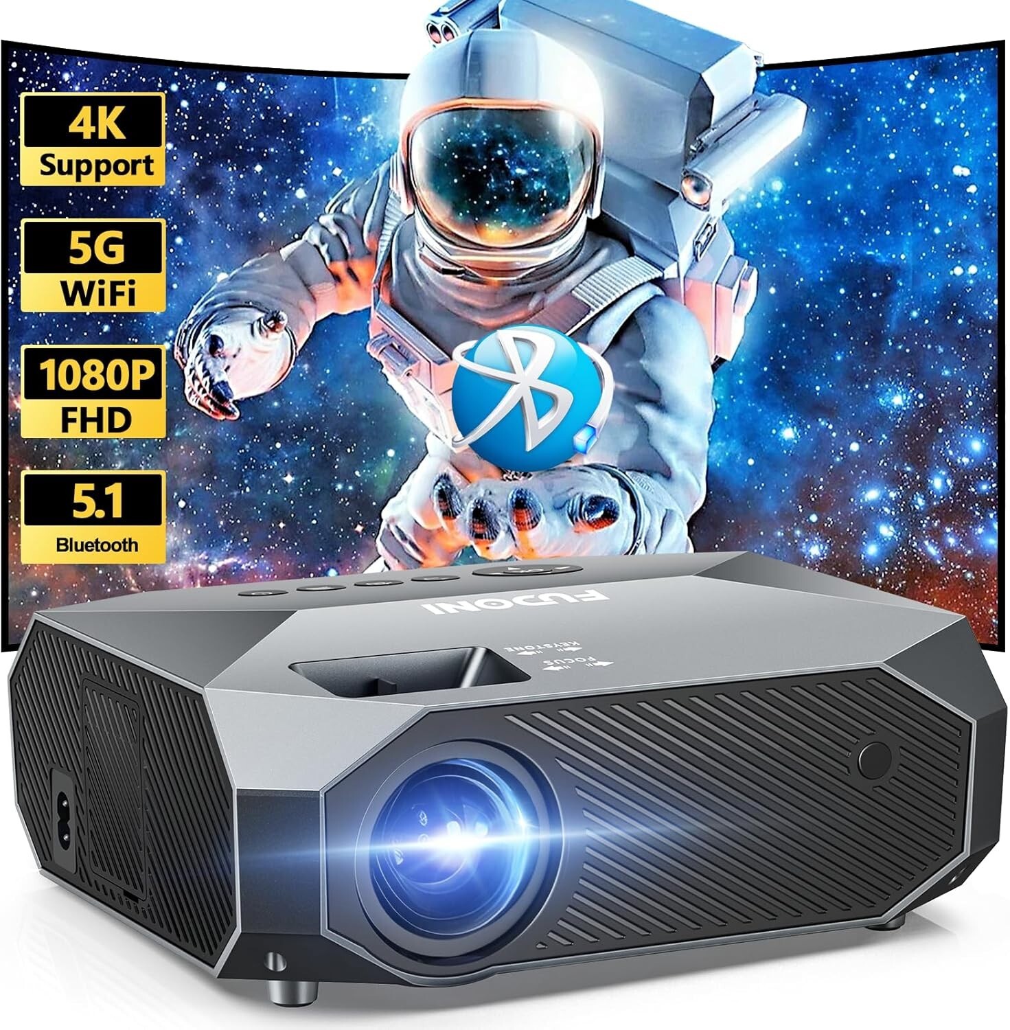 💥FREE SHIPPING!💥Projector Native 1080PWiFi Bluetooth 300" Display w/Phone!