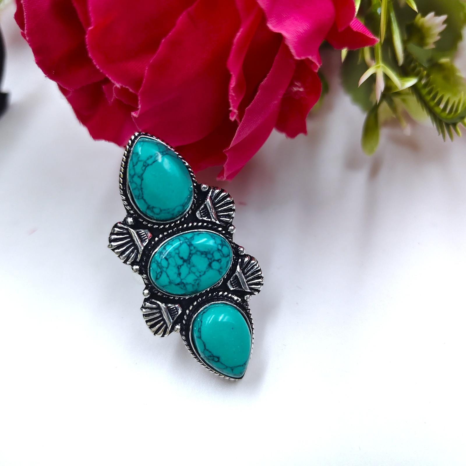 Blue Turquoise Gemstone Handmade 925 Serling Silver Jewelry Ring All Size