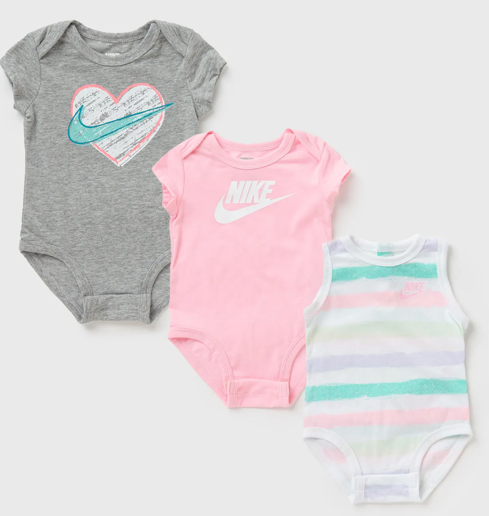 Nike Infant Short Sleeve Bodysuits 3 Pack - PINK BRAND NEW! NWT Newborn-6 Months
