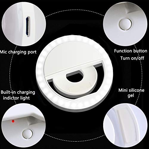 Selfie Ring Light, Rechargeable Portable Clip-on Selfie Fill Light with White