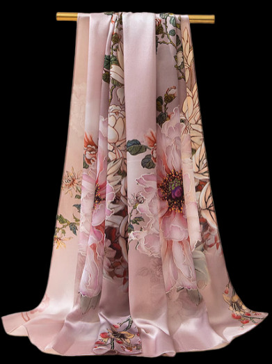 100% Silk mulberry Scarf Women shawl Wrap neckerchief floral pink red soft HD1-8