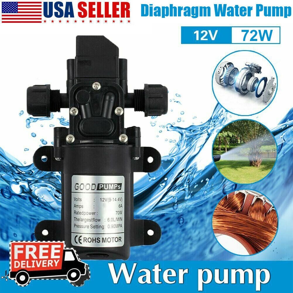 2PCS 12V Water Pump 130PSI Self Priming Diaphragm High Pressure Automatic Switch