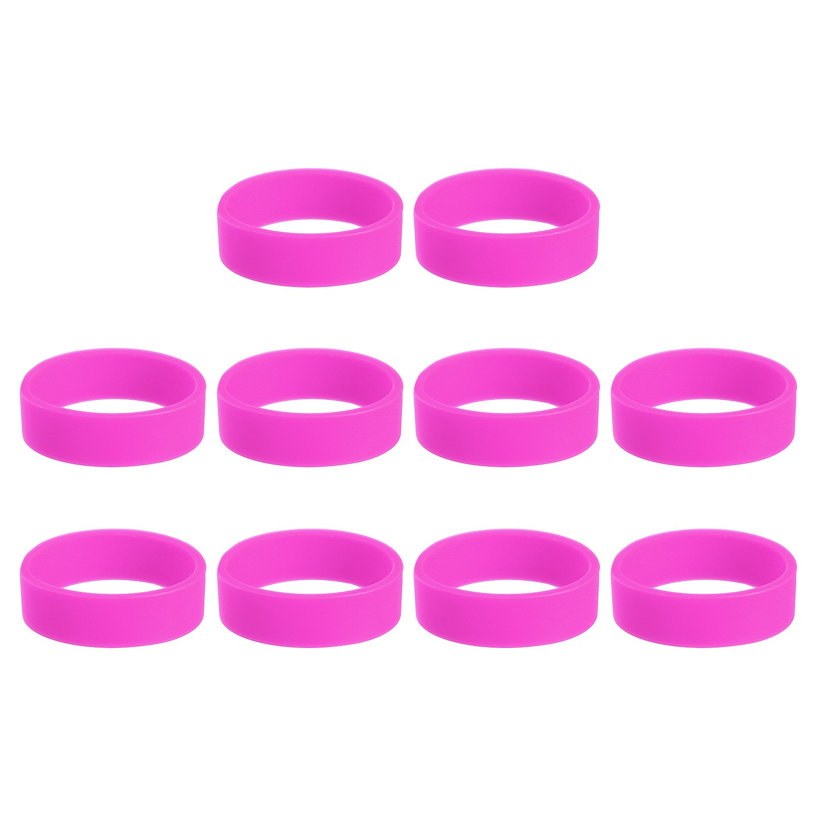 10Pcs Silicone Rubber Bands Non-slip 1.22 Inch Flat for Books, Rose Red