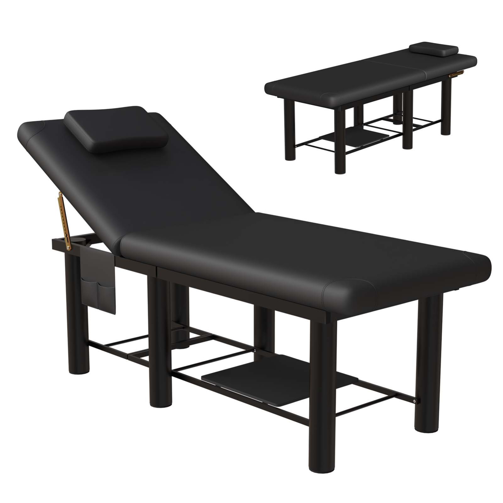 6 Leg Massage Table Spa Table 30° Adjustable Backrest 600Lbs Beauty Bed Black