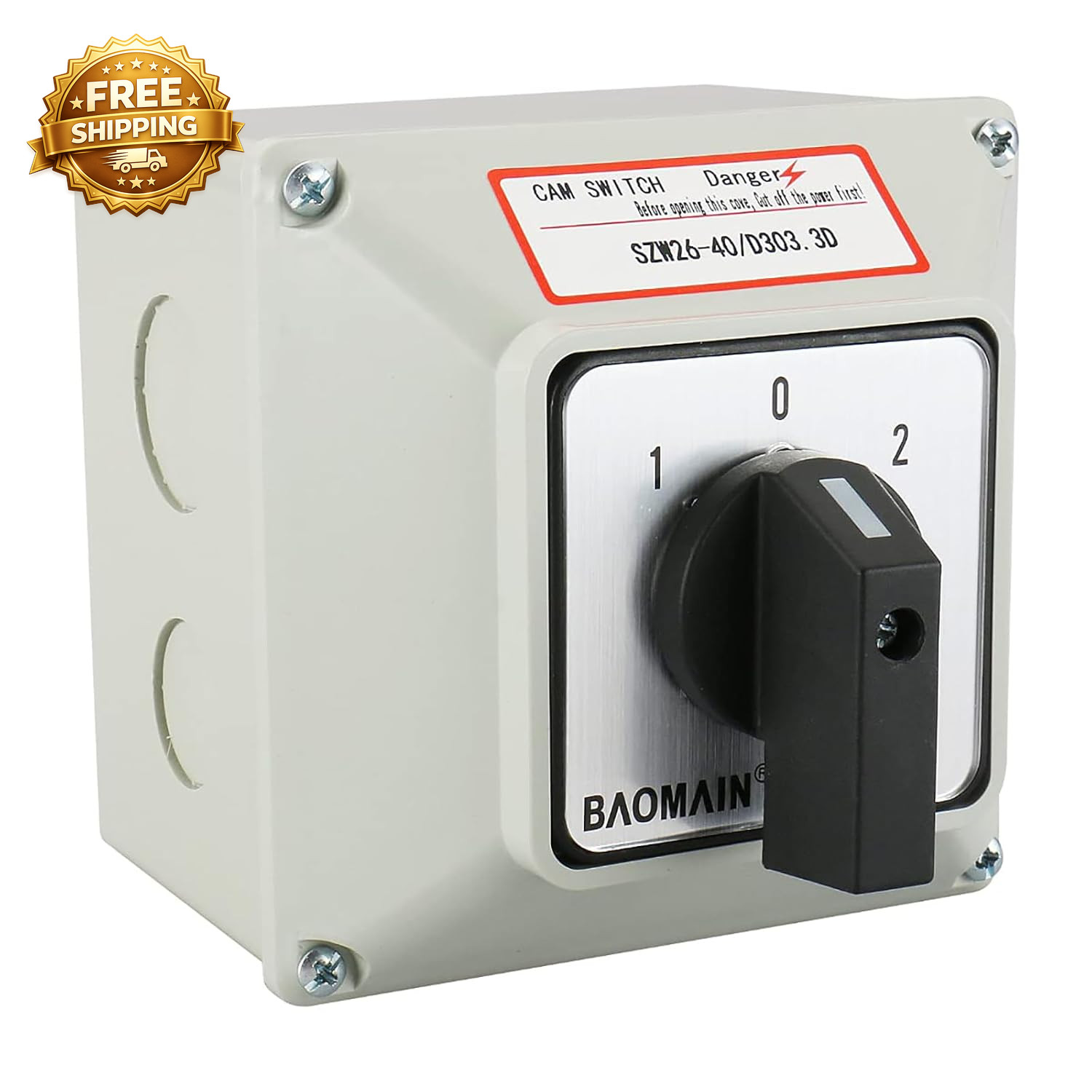 40A 3 Phase 3 Position Cam Rotary Changeover Switch with Enclosure   Maintained
