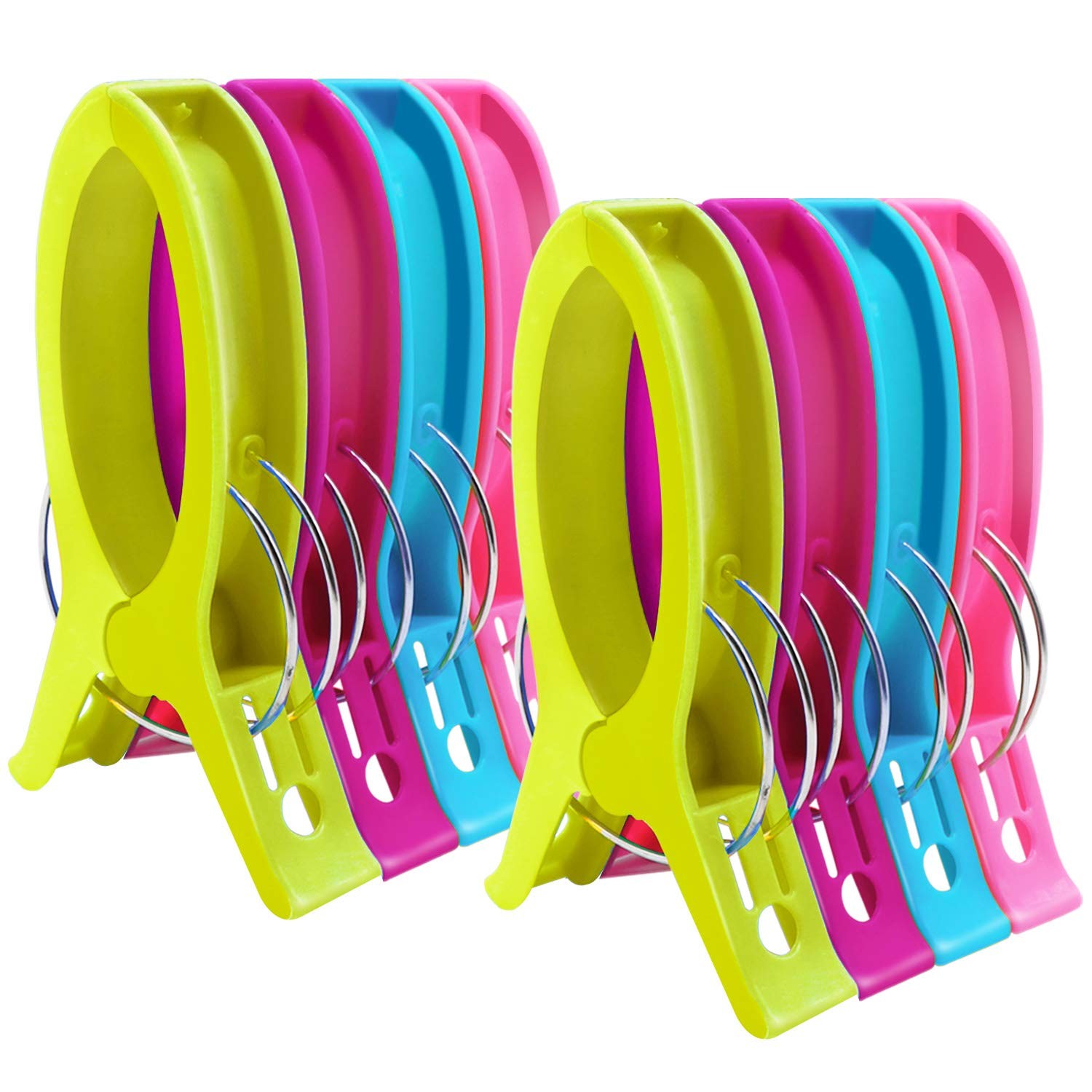 Jumbo Quilting Clamps | 8 Pack Extra Large Beach Towel Clips | 5 Inch Wide Openi