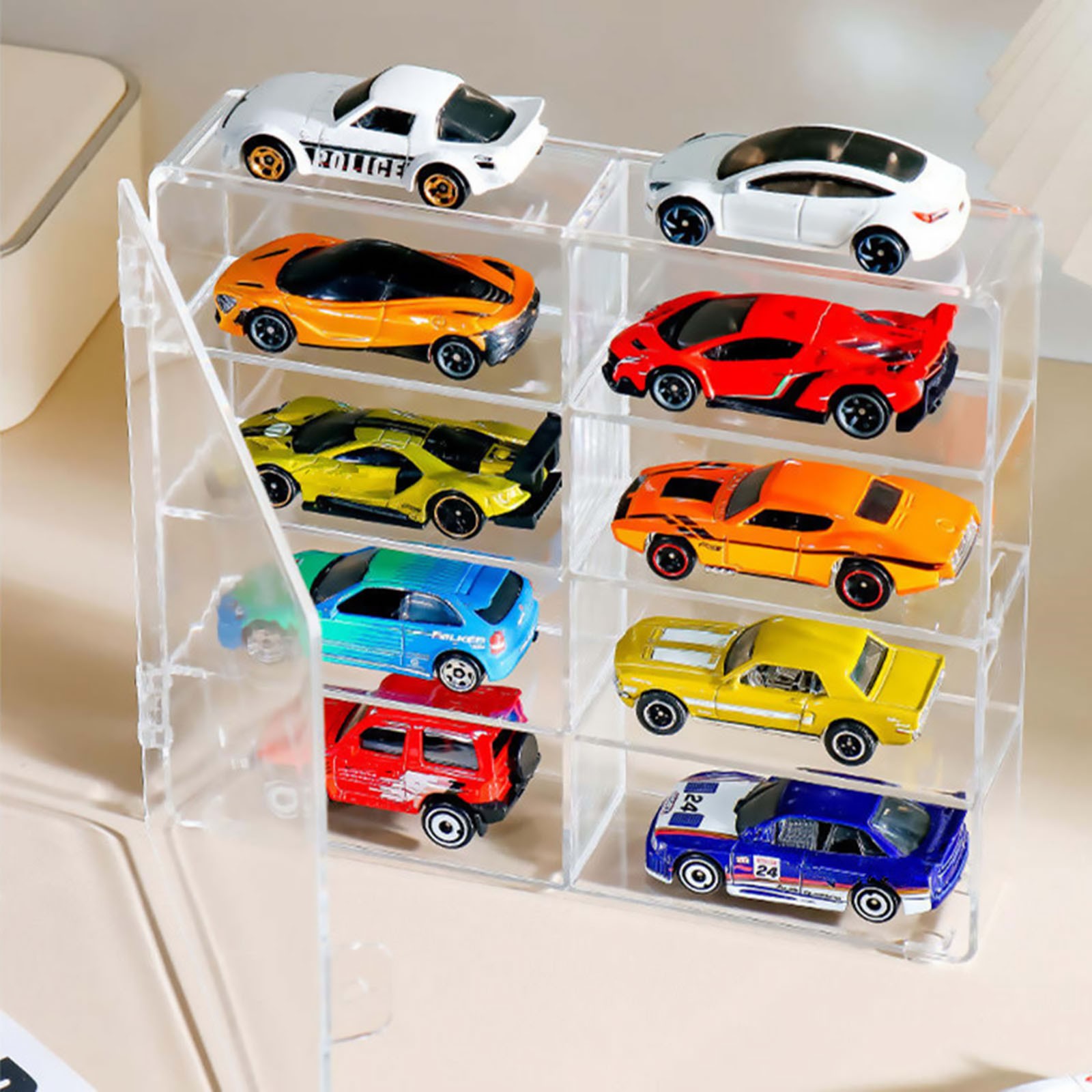 1/64 Scale Diecast Display Case 8 Compartment Clear Storage For Hot Wheels