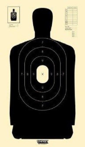 B34 Silhouette Targets - Black With White Center Targets, Pack of 25