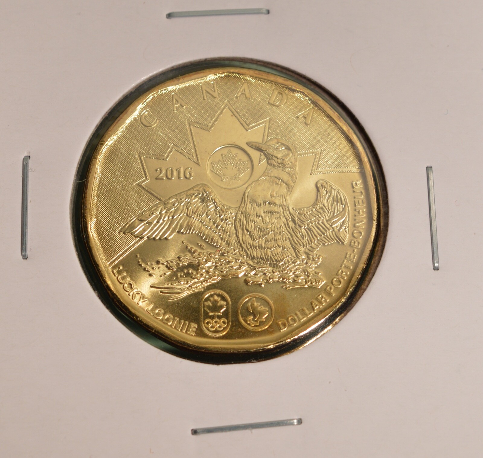2016 Canada Olympic Lucky Loonie - BU UNC - from special mint roll  🇨🇦🇨🇦