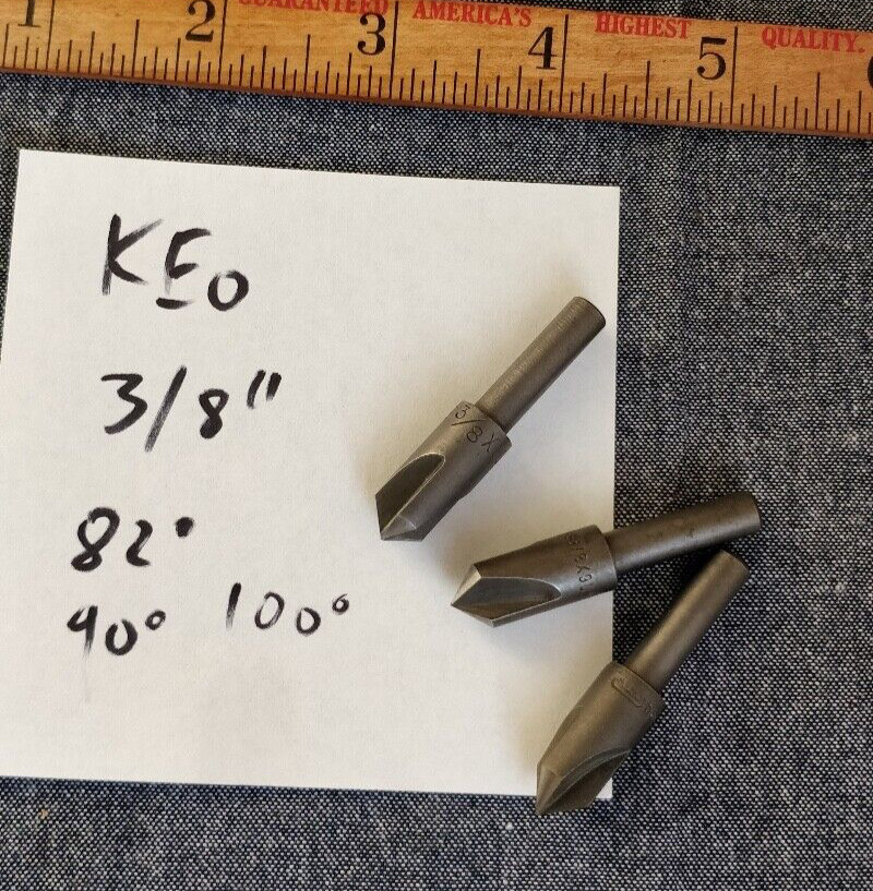 Set of 3 - Keo 3/8" X 100° + 90° + 82° Deg Keo Hss 3 flute Countersink