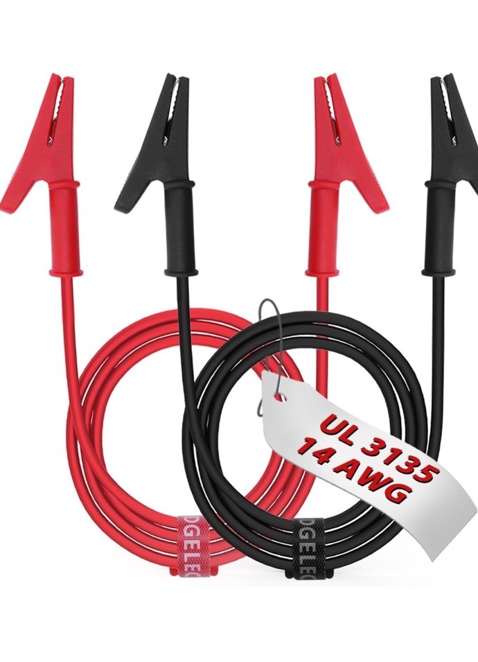 2PCS Alligator Clips Electrical Multimeter Test Leads 1500V/15A Jumper Wires Set