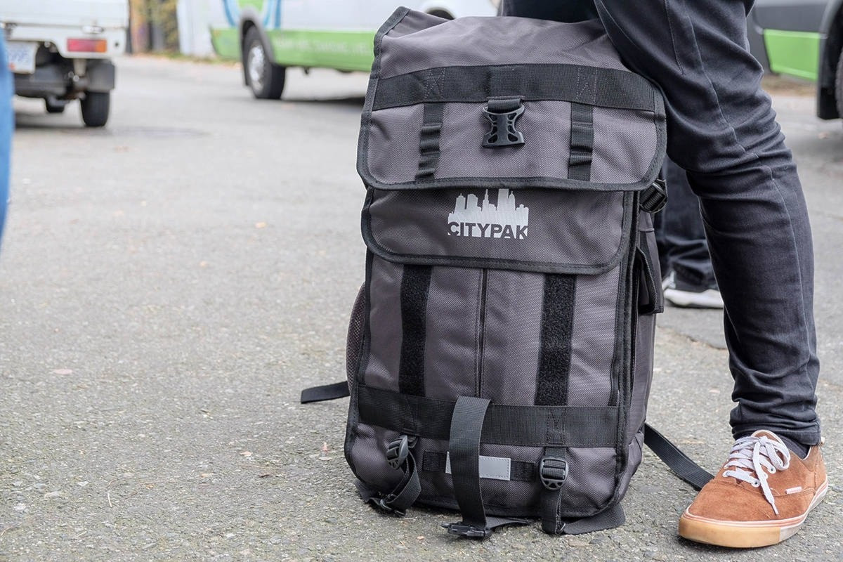 CityPak Black Gray Backpack Durable Travel Laptop Bag with Straps