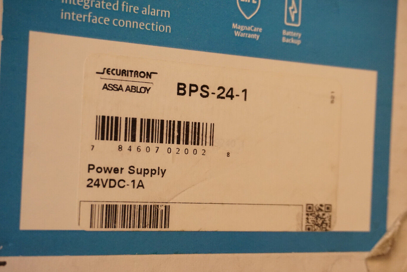 SECURITRON BPS-24-1 BOXED METAL POWER SUPPLY 24VDC, 1AMP ASSA