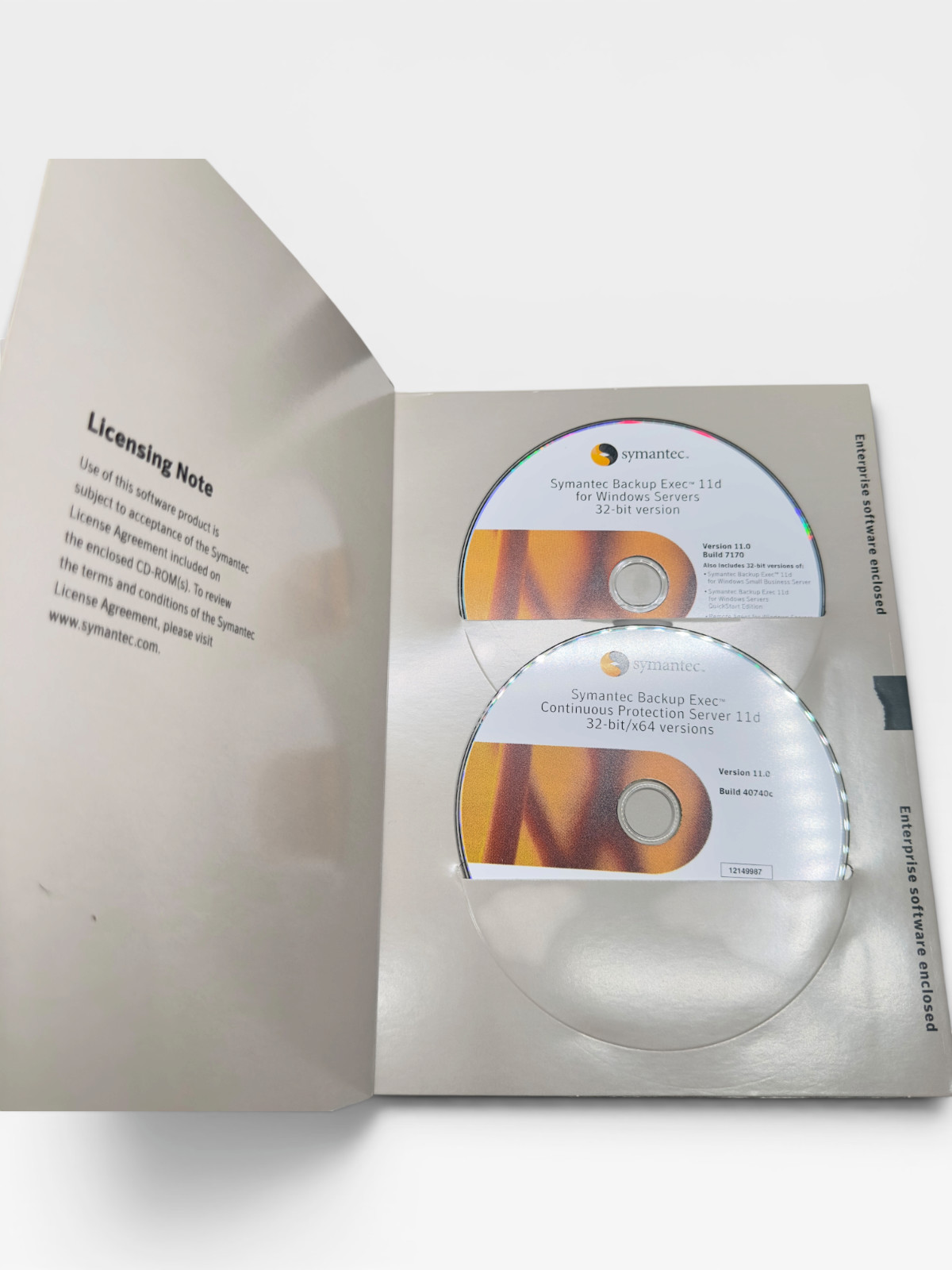 Symantec Backup Exec 11d Windows Server v11.0 Software CD Kit Enterprise