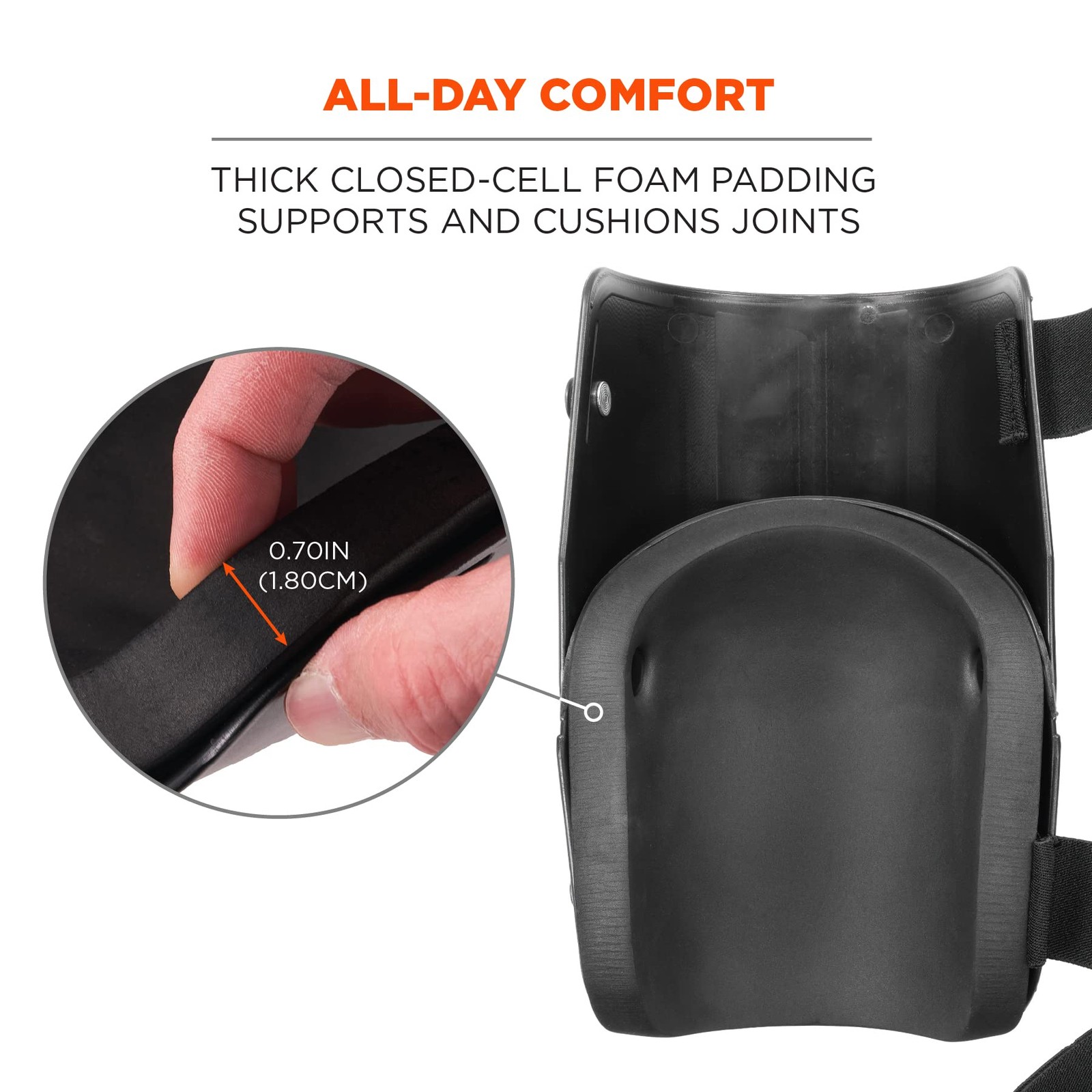 Ergodyne ProFlex 360 Knee Pad, Hinged Design, Hard Shell, Non-Marring Rubber