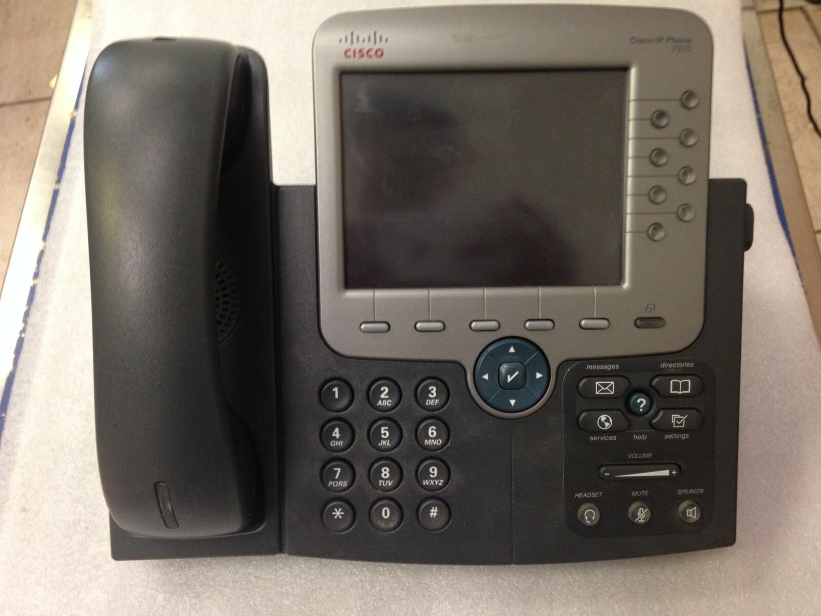 Cisco CP-7975G VOIP Office UC Phone W/ Adjustable Stand And Handset (No Cord)