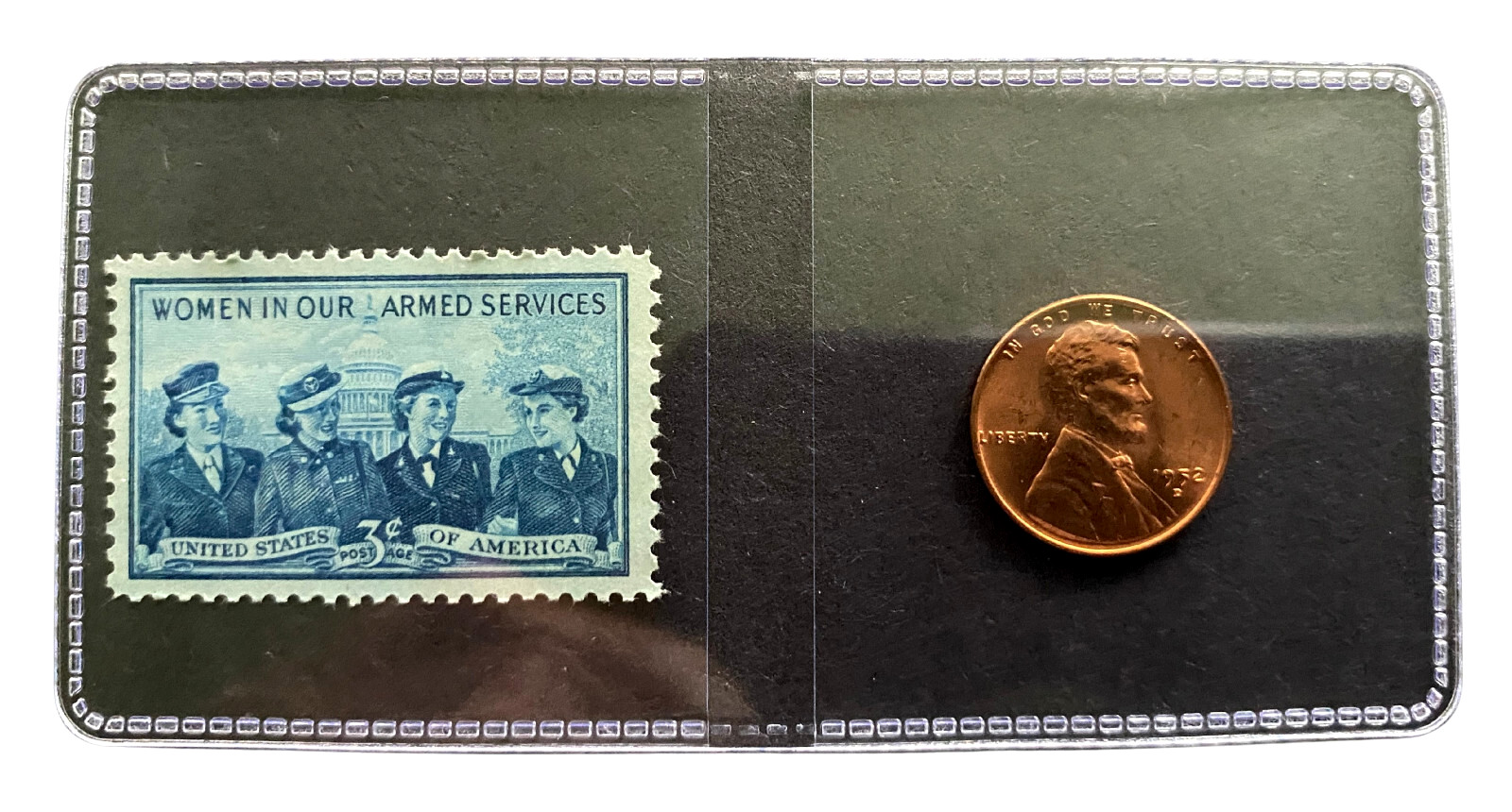 1952 Patriotic Tribute Set – MNH Women’s Service Stamp & BU Wheat Penny