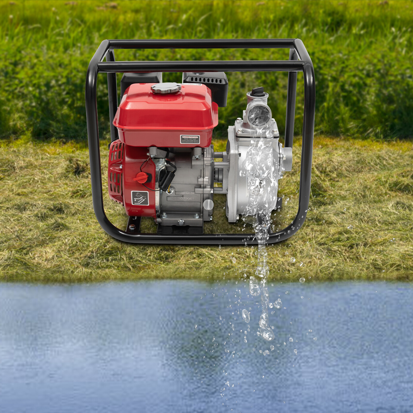 7.5 HP 2" Portable Gas Powered Water Pump Gasoline Water Pump w/ 7.5m Hose