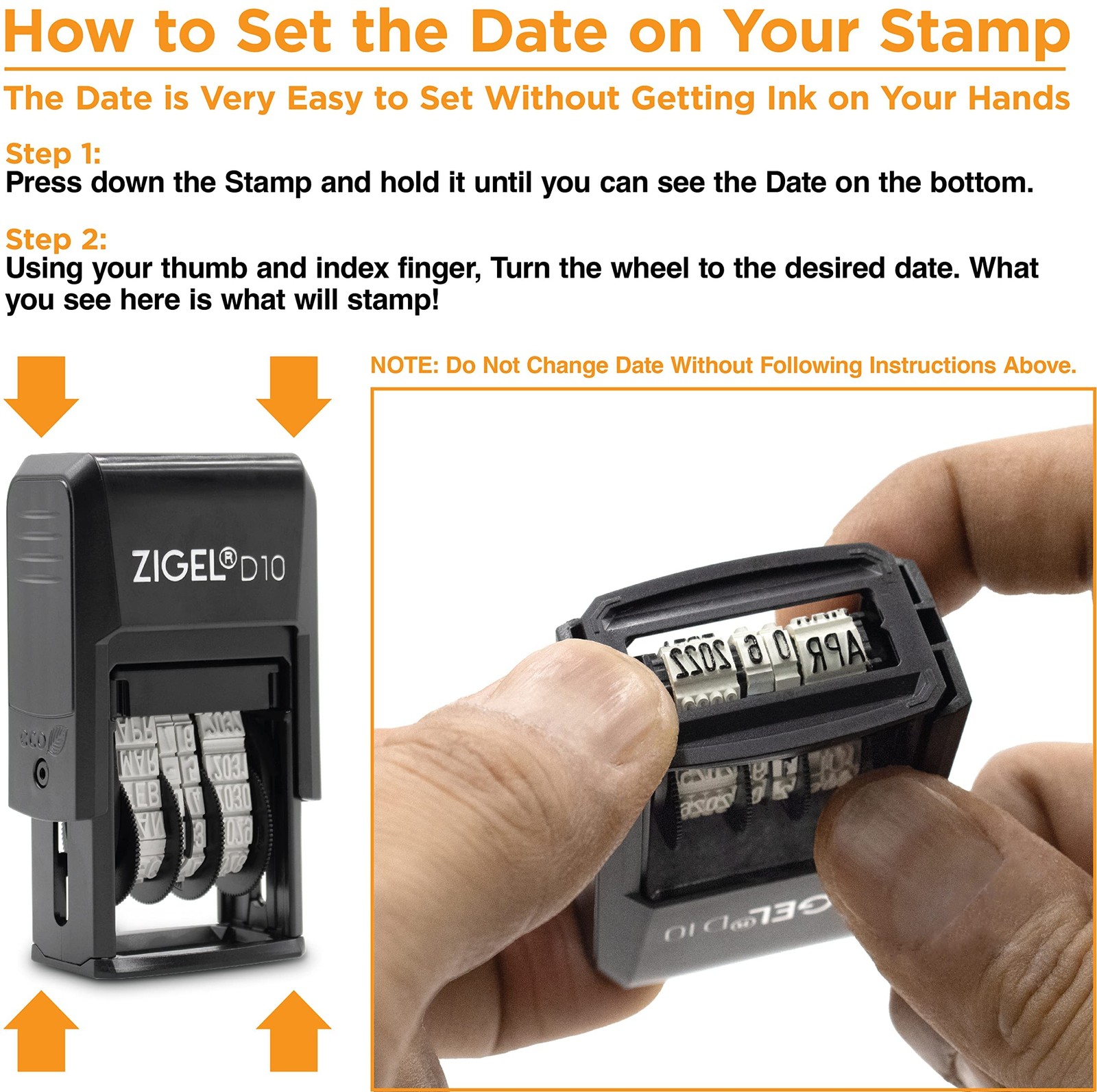 ZIGEL D10 Office Date Stamp - Self Inking - Red D10,