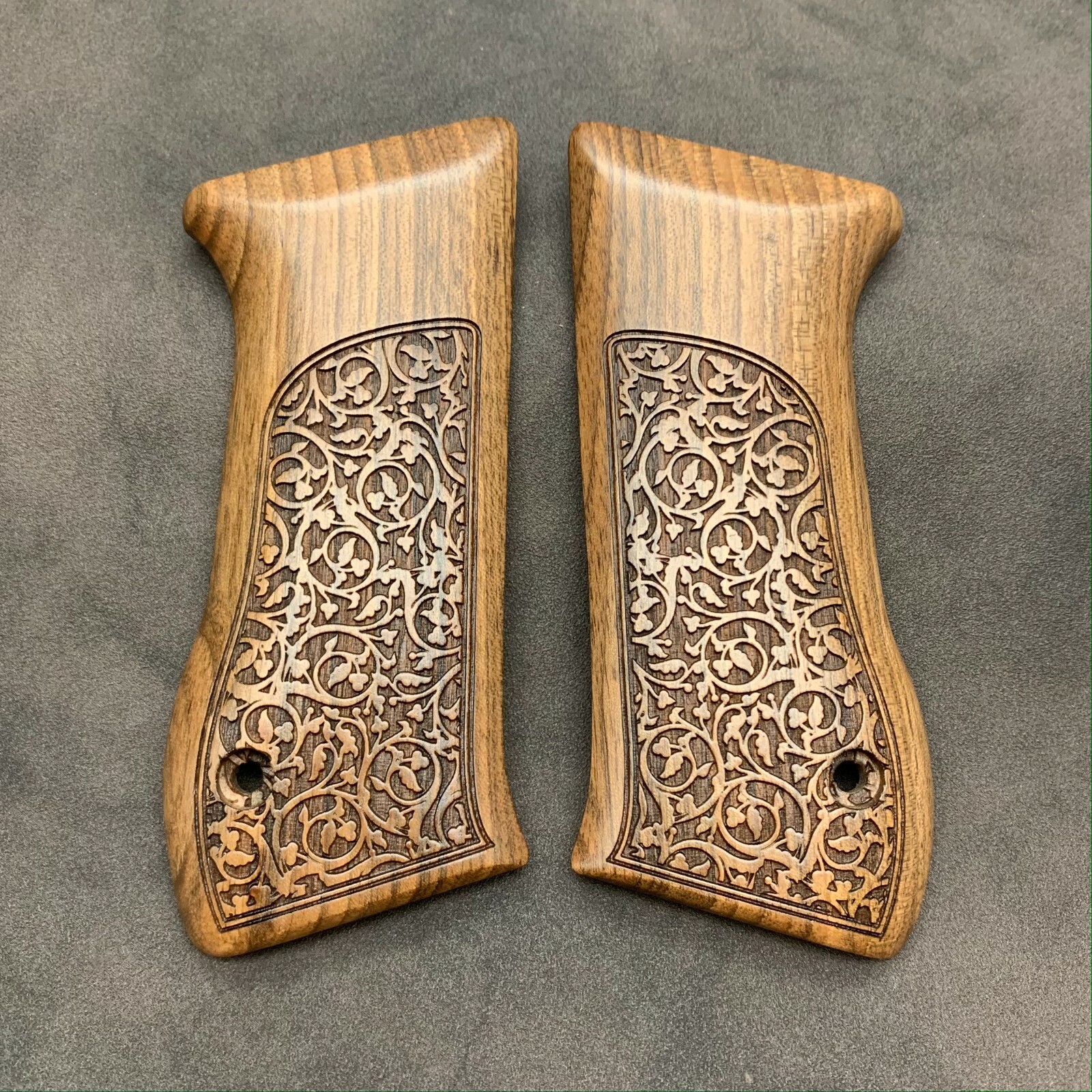 Jericho 941F, 941FS Turkish Walnut Wood Grips. Handcrafted. Floral. US Seller