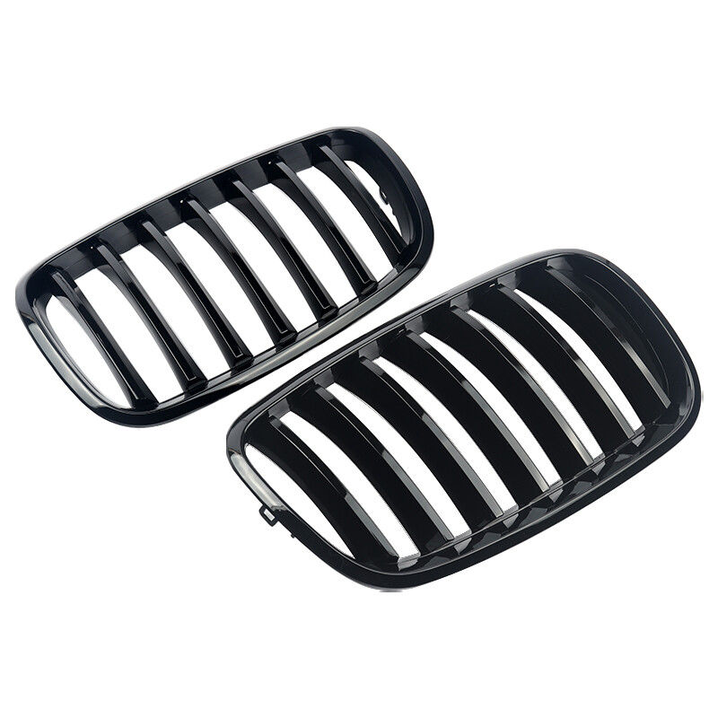 Pair Front Gloss Black Kidney Grille Grill For BMW X5 E70 X5M X6 E71 E72 2007-13