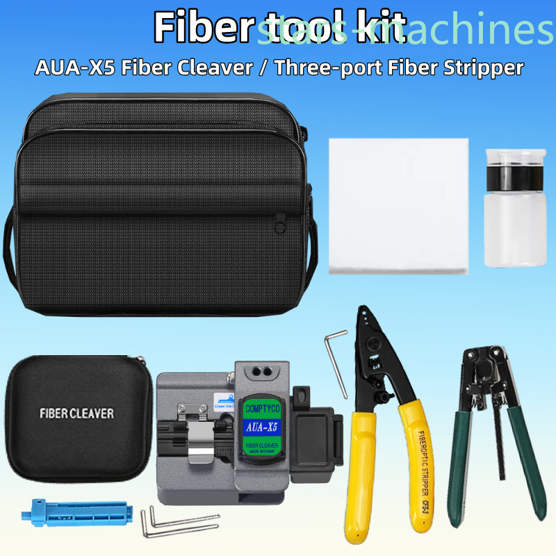 FTTH Fiber Optic Tool Kit With AUA-X5 Fiber Cleaver CFS-3 Three-port Fiber New