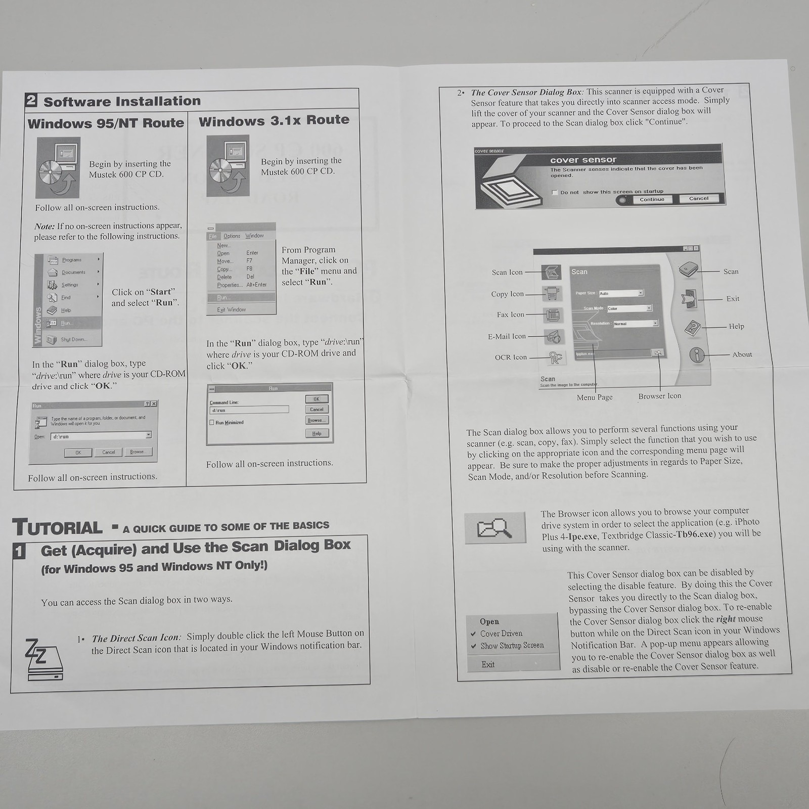 Mustek 600 CP Scsnner Installation CD & Users Manual 1998 Windows 3.1 95 NT
