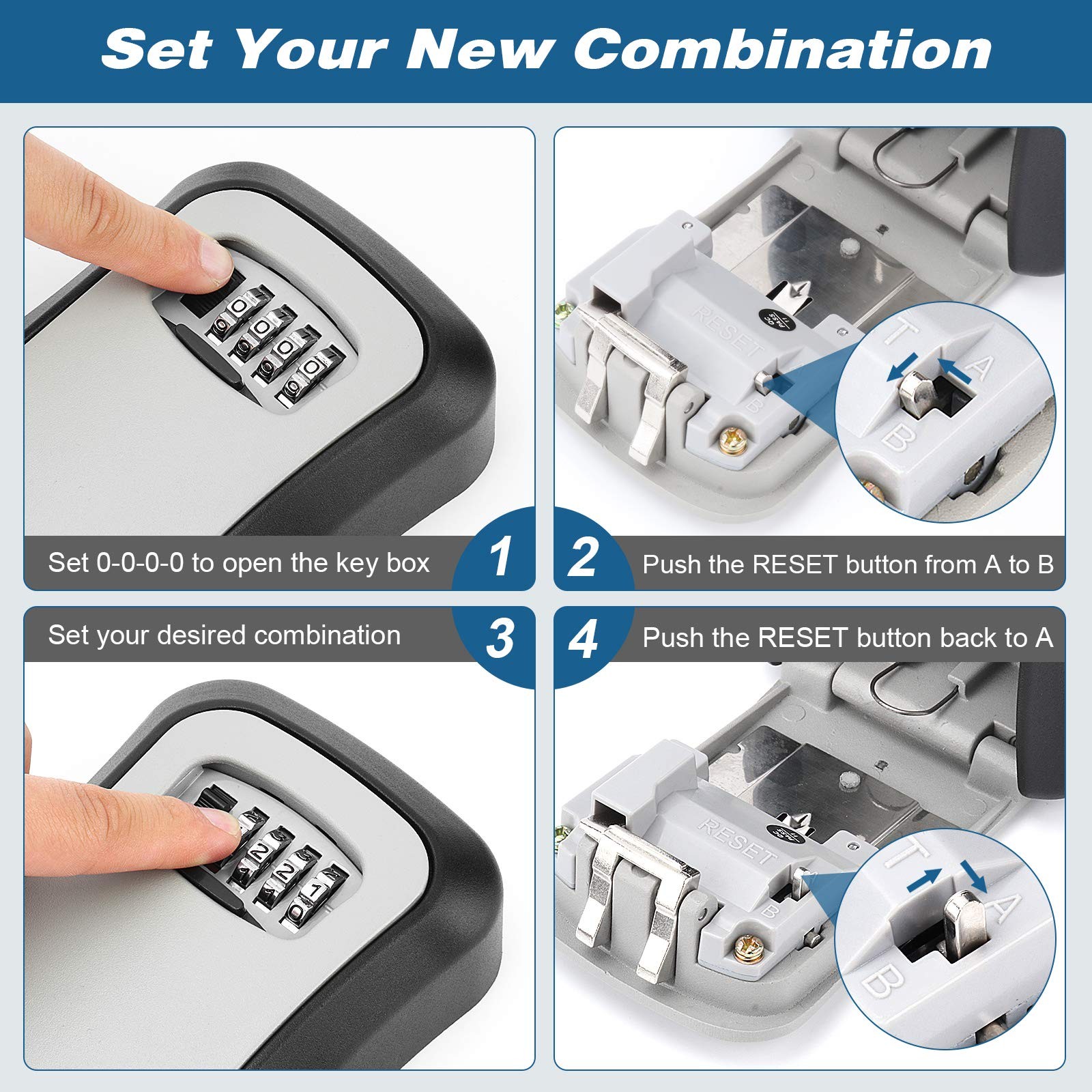 Key Lock Box, Combination Lock Box Wall Mounted Waterproof Key Storage Lock B...