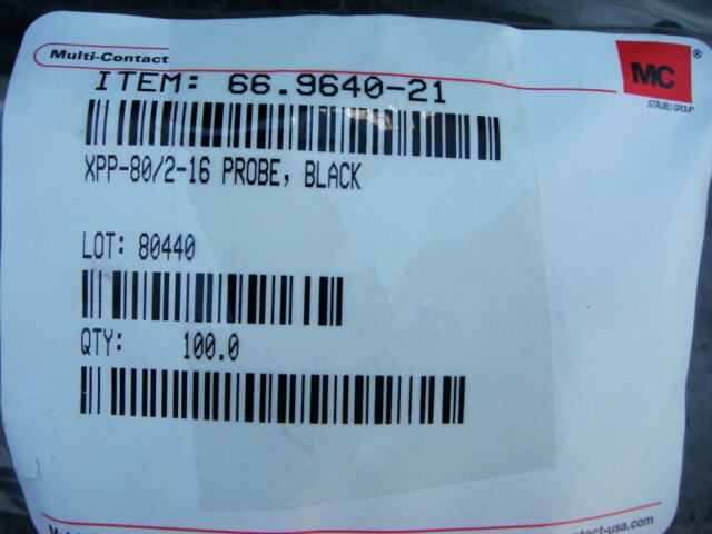 LOT (20) Staubli BLACK Test Probes XPP-80/2-16 w/ Stainless Steel Tips - Unused
