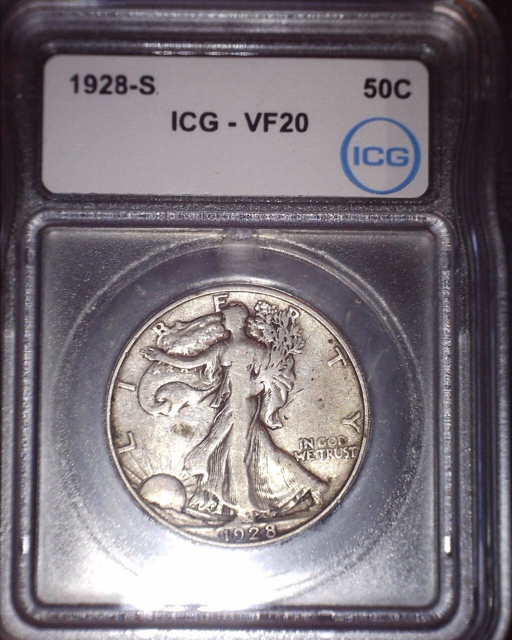 1928-S Walking Liberty Fifty Cent, ICG VF20, Tougher Date, Issue  Free