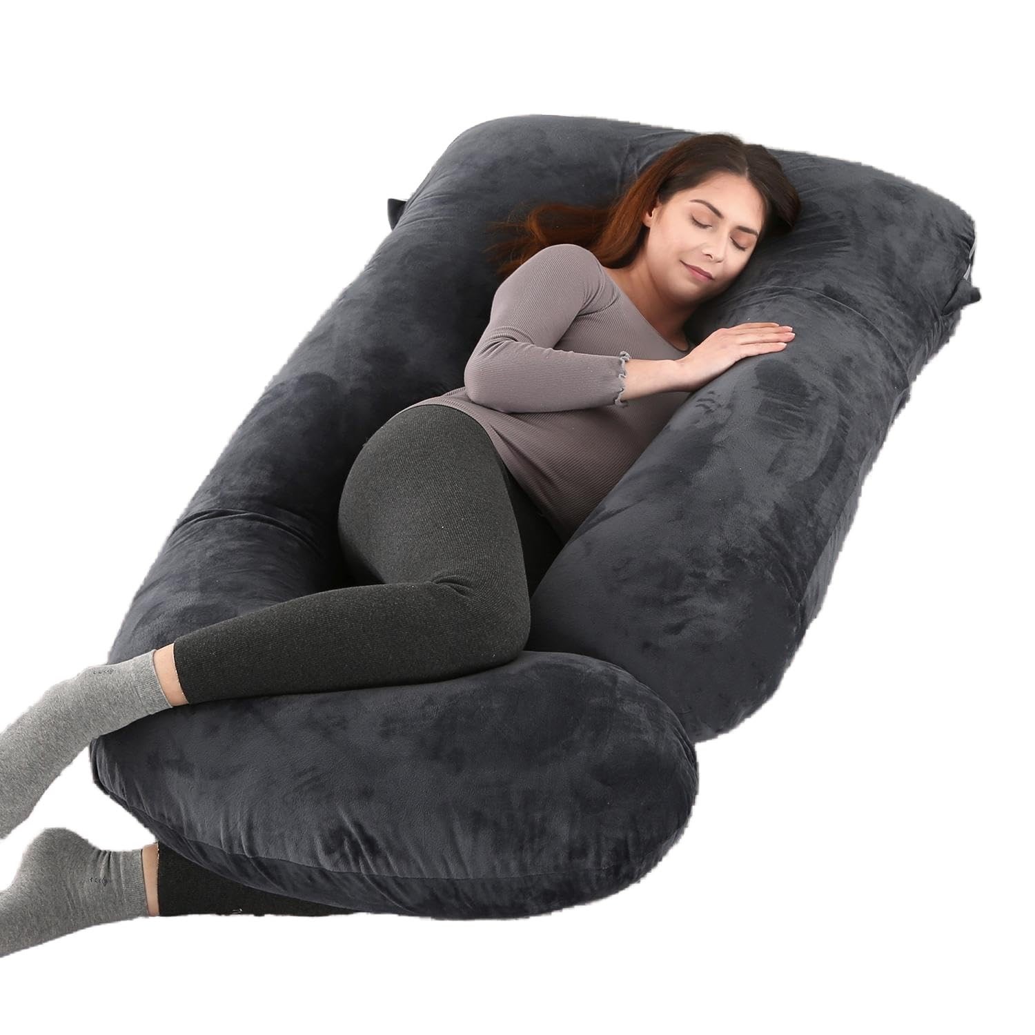 57 Inch U Shaped Full Body Maternity Pillow Adjustable Pregnancy Sleeping Sup...