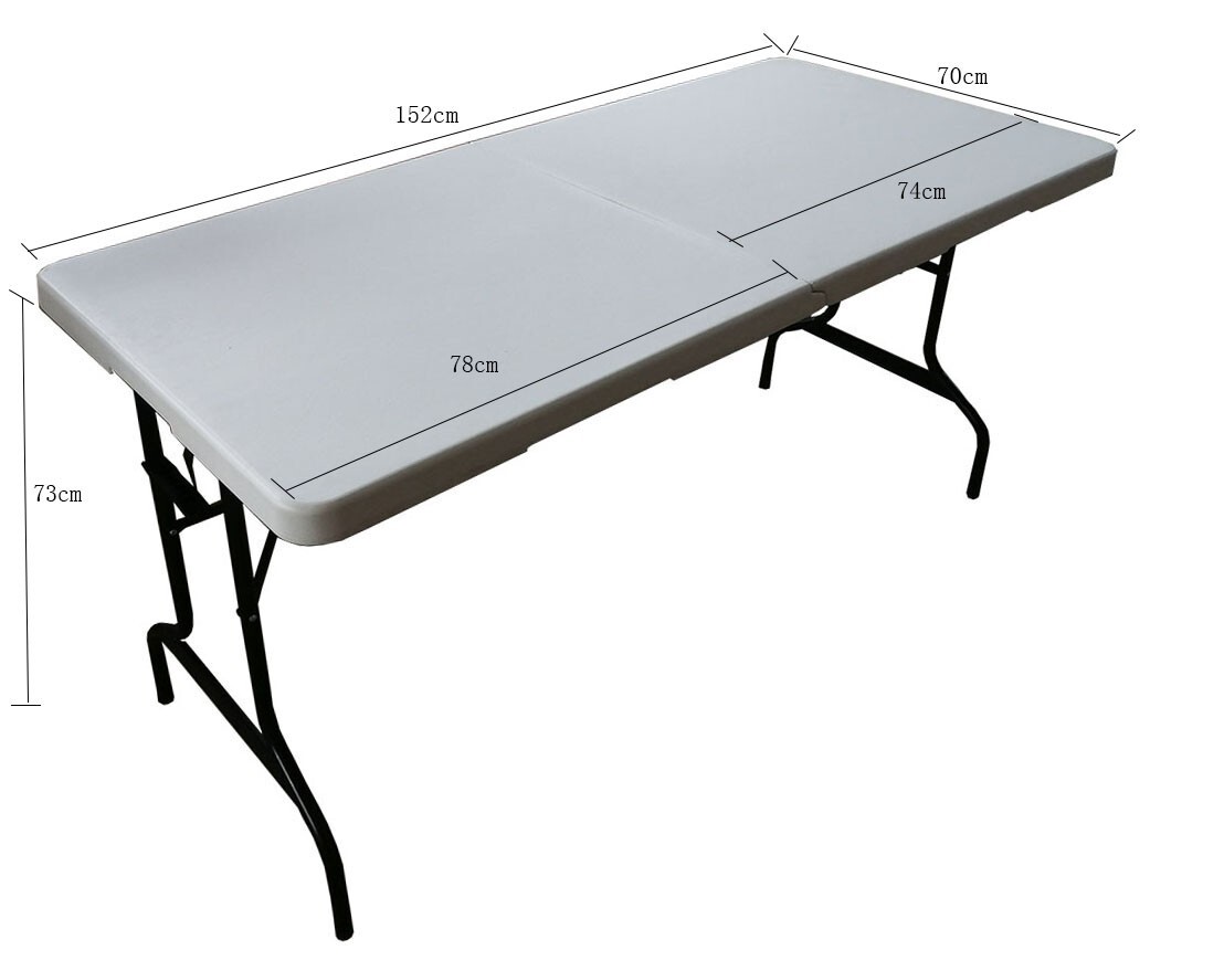 Portable Folding Table Rectangle Dining Table White 59inch