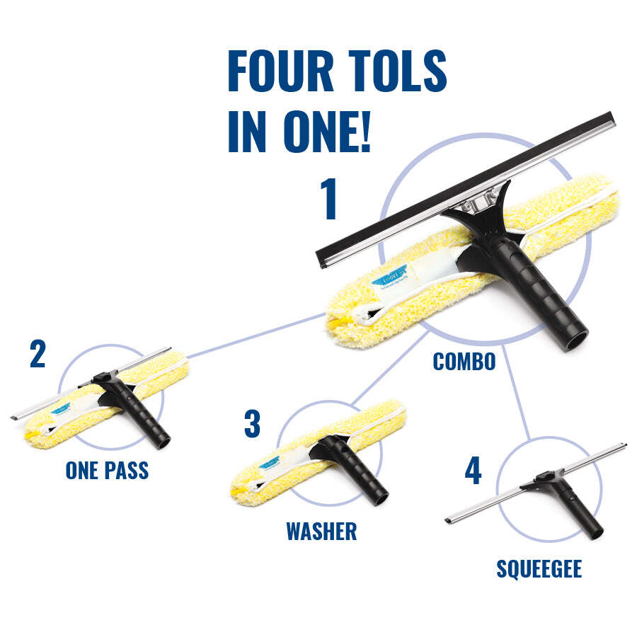 Ettore Backflip Stainless Steel: 4-in-1 Window Cleaning Tool