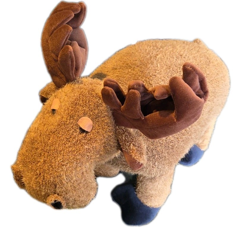 Vintage Moose Childs Chair Stool Plush Faux Fur Brown 22"x11"