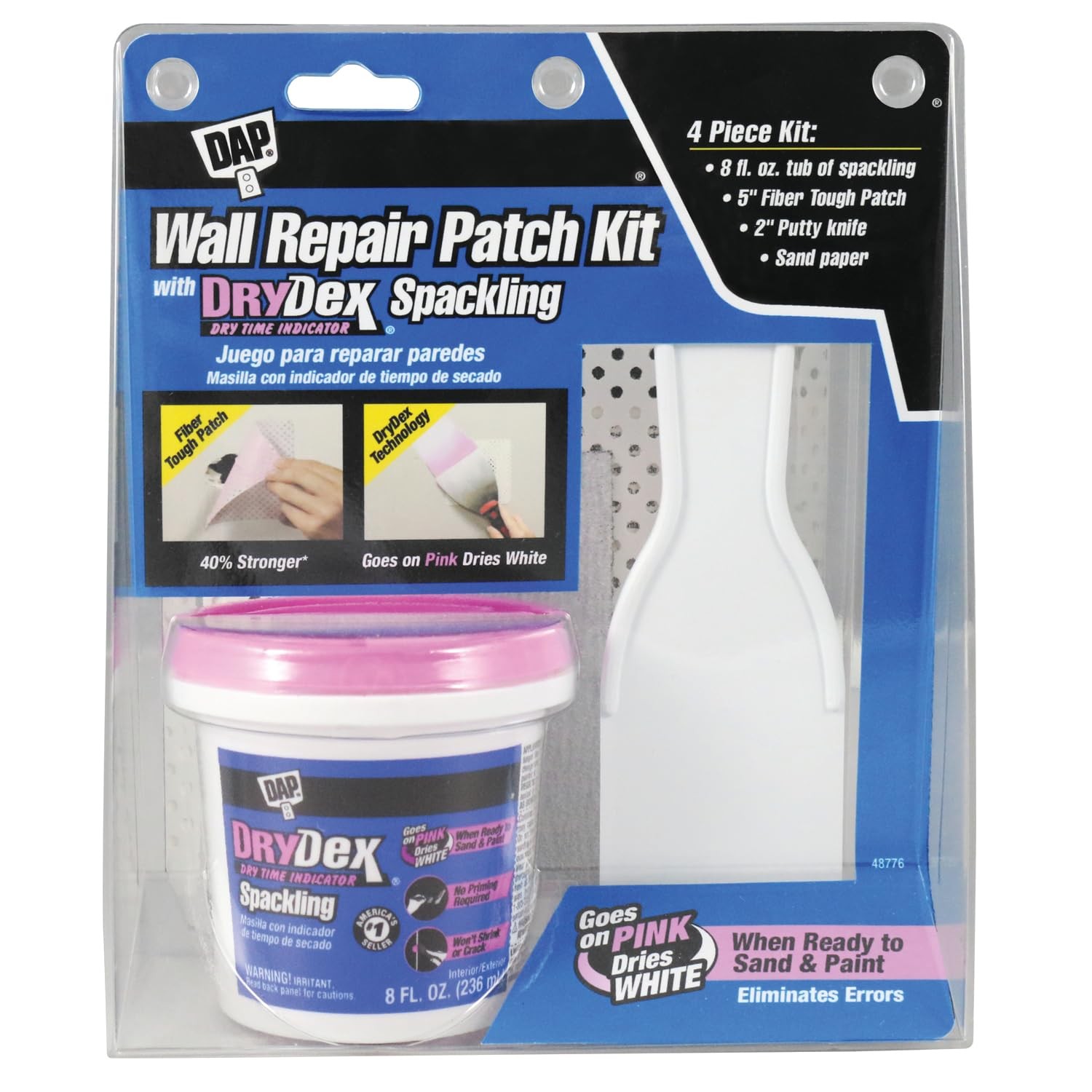DAP DryDex Spackling Wall Repair Patch Kit, with Pink/White 8 oz,