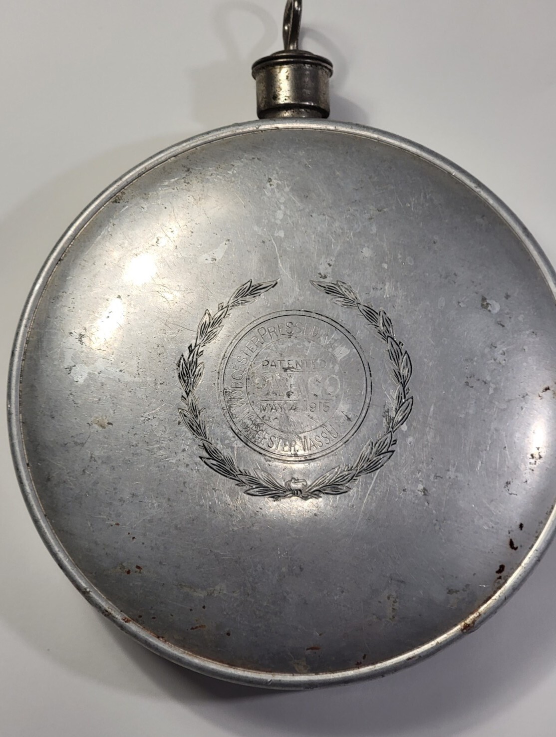 Worcester Mass. USA Pressed Aluminum Canteen Patented Palco May 4, 1915